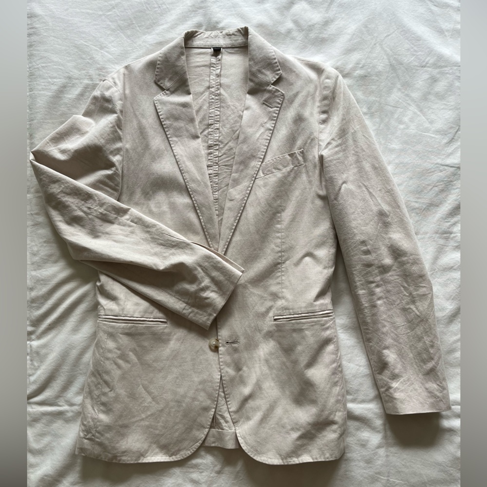 COPY - Ludlow Slim-fit unstructured suit jacket in Irish cotton-linen blend 36r